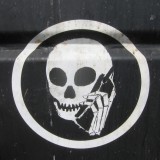 skull/cell phone street art