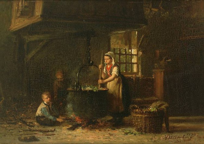 painting of a kitchen scene